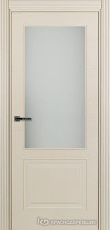 Дверь Краснодеревщик 77 2.1 (со стеклом) с фурнитурой, Эмаль жемчужная натуральный шпон