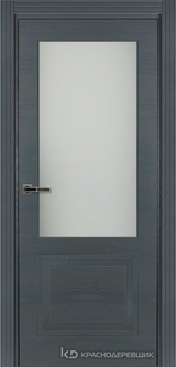 Дверь Краснодеревщик 77 2.1 (со стеклом) с фурнитурой, Эмаль серая натуральный шпон