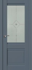 Дверь Profil Doors U 2U со стеклом Узор матовое с прозрачным фьюзингом (ромб) Антрацит UNILACK (экошпон)