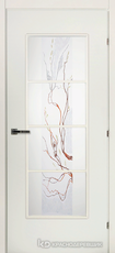 Дверь Краснодеревщик 50 40 (цветное стекло) с фурнитурой, Белый CPL
