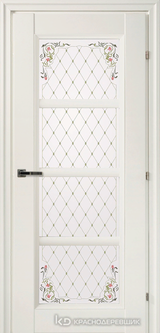 Дверь Краснодеревщик 33 40Ф (цветное стекло) с фурнитурой, Белый CPL