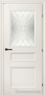 Дверь Краснодеревщик 33 42Ф (стекло Роса) с фурнитурой, Белый CPL