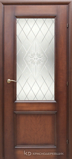 Дверь Краснодеревщик 33 24 (стекло Роса) с фурнитурой, Кофе натуральный шпон