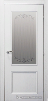 Дверь Краснодеревщик 33 24 (стекло Денор) с фурнитурой, Эмаль белая натуральный шпон