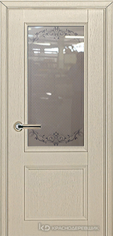 Дверь Краснодеревщик 33 24 с фурнитурой, Эмаль жемчужная натуральный шпон