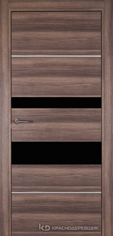 Дверь Краснодеревщик 7 03М (молдинг, стекло Черное) с фурнитурой, Дуб темный sincrolam