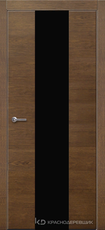 Дверь Краснодеревщик 704 (стекло черное) с фурнитурой, натуральный шпон Дуб кофе