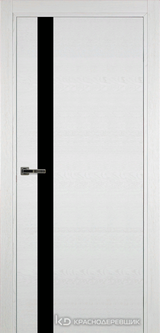 Дверь Краснодеревщик 7 01 (стекло черное) с фурнитурой, Эмаль белая натуральный шпон