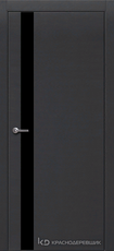 Дверь Краснодеревщик 701 (стекло черное) с фурнитурой, натуральный шпон Эмаль черная