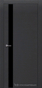 Дверь Краснодеревщик 7 01 (стекло черное) с фурнитурой, Эмаль черная натуральный шпон