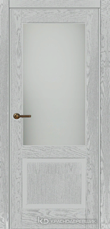 Дверь Краснодеревщик 74 2.1 (со стеклом) с фурнитурой, Эмаль светло-серая натуральный шпон