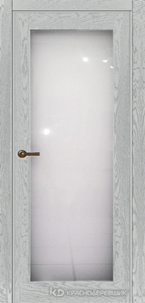 Дверь Краснодеревщик 74 9 (со стеклом) с фурнитурой, Эмаль светло-серая натуральный шпон