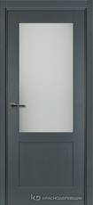 Дверь Краснодеревщик 742.1 (со стеклом) с фурнитурой, натуральный шпон Эмаль серая