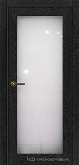 Дверь Краснодеревщик 74 9 (со стеклом) с фурнитурой, Эмаль черная натуральный шпон